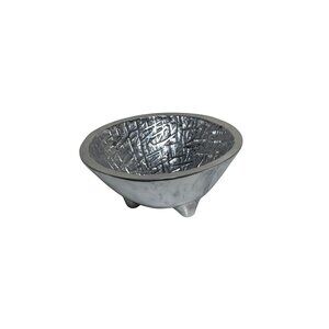 Mexican Molcajete Salsa Hammered Pewter Serving Pedestal Bowl 9" Diameter